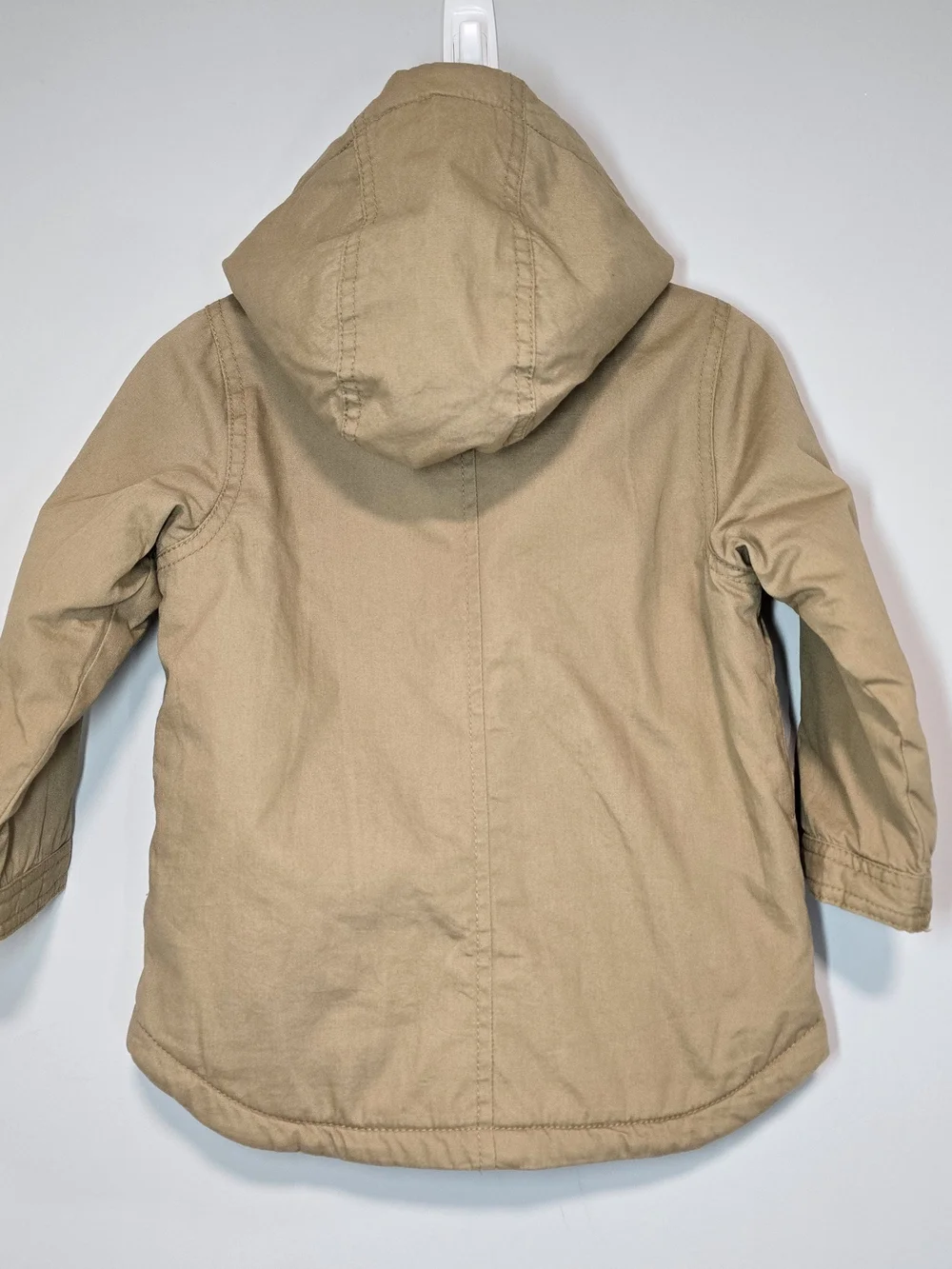 Old Navy Kids' Hooded Jacket in Khaki, Lightweight Warm Fall Style.